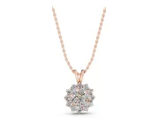Round Lab-Grown Diamond Rosette Cluster Pendant Necklace | Double-Wire Bail | Rose Gold