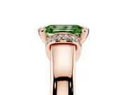 Emerald Cut Pavé Collar Engagement Ring Setting for a Fancy Green Lab-Grown Diamond | Rose Gold