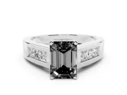 Emerald Cut Channel-Set Engagement Ring Setting for a Black Center | Wide Band | Sterling Silver