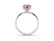 Fancy Pink Round Cut Diamond Solitaire Engagement Ring Set in Platinum with Prong Setting and Polished Band