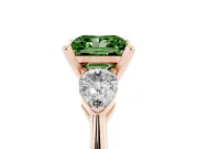 Princess Cut 3-Stone Engagement Ring Setting for a Fancy Green Lab-Grown Diamond | Rose Gold
