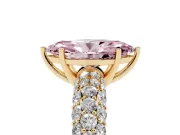 Marquise Multi Row Pave Engagement Ring Setting for a Fancy Pink Lab-Grown Diamond | Yellow Gold