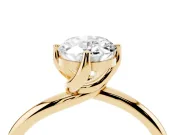 Oval Bypass Solitaire Engagement Ring Setting | Plain Polished Band | Yellow Gold