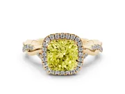 Cushion Cut Twist Halo Engagement Ring Setting for a Fancy Yellow Lab-Grown Diamond | Yellow Gold