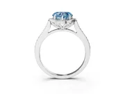 Heart-Shaped Petal Tip Halo Engagement Ring Setting for a Fancy Blue Lab-Grown Diamond | Pavé Band | White Gold