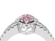 Fancy Pink Marquise Cut Diamond Halo Ring Set in Silver with Pavé Split Shank and Prong Setting