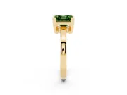 Fancy Green Asscher Cut Diamond Solitaire Ring Set in Yellow gold with Prong Head and Smooth Polished Band