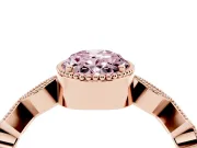 Fancy Pink Oval Cut Diamond Milgrain Marquise Twist Band Ring Set in Rose gold with Prong Setting