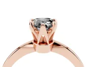 Fancy Black Pear Cut Diamond Solitaire Engagement Ring Set in Rose gold with Slim Tapered Solitaire Band