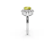 Princess Cut Graduated Milgrain Halo Engagement Ring Setting for a Fancy Yellow Lab-Grown Diamond | White Gold