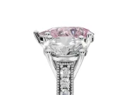 Pear-Shaped Vintage Three Stone Engagement Ring Setting for a Fancy Pink Lab-Grown Diamond | Sterling Silver
