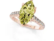 Marquise Hidden Halo Pave Engagement Ring Setting for a Fancy Yellow Lab-Grown Diamond | Claw Prongs | Rose Gold