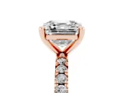 Asscher Cut Diamond Pavé Band Solitaire Set in Rose gold with Prong Setting