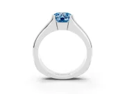 Round Half Bezel Solitaire Engagement Ring Setting for a Fancy Blue Lab-Grown Diamond | Wide Band | Sterling Silver