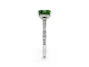 Fancy Green Asscher Cut Diamond Pavé Band Ring Set in Platinum with Prong-Set Center Stone