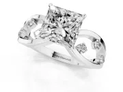 Princess Cut Open Loop Engagement Ring Setting | Scattered Accents | White Gold