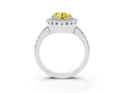 Round Milgrain Halo Engagement Ring Setting for a Fancy Yellow Lab-Grown Diamond | Pavé Shoulders | Sterling Silver