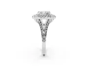 Radiant Cut Halo Split Shank Engagement Ring Setting | Sterling Silver