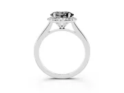 Oval Halo Engagement Ring Setting for a Black Center | Plain Polished Band | White Gold