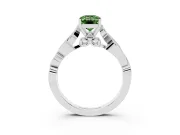 Emerald Cut Vine Engagement Ring Setting for a Fancy Green Lab-Grown Diamond | Sterling Silver
