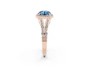 Round Halo Engagement Ring Setting for a Fancy Blue Lab-Grown Diamond | Pave Split Shank | Rose Gold