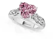 Heart-Shaped Engagement Ring Setting for a Fancy Pink Lab-Grown Diamond | Sterling Silver - Design NV-24645