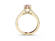 Pear-Shaped Hidden Halo Pave Engagement Ring Setting for a Fancy Pink Lab-Grown Diamond | Claw Prongs | Yellow Gold