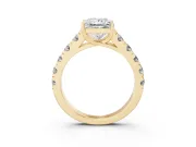 Princess Cut Cut-Down Side Stone Engagement Ring Setting | Scalloped Shoulders | Yellow Gold