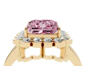 Princess Cut Halo Engagement Ring Setting for a Fancy Pink Lab-Grown Diamond | Yellow Gold - Design NV-24719
