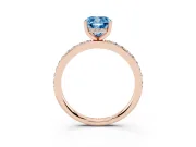 Fancy Blue Cushion Cut Diamond Pavé Band Ring Set in Rose gold with Prong-Set Center Stone