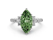 Marquise Side Stone Engagement Ring Setting for a Fancy Green Lab-Grown Diamond | Pave Band | Sterling Silver