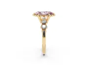 Marquise Floral Engagement Ring Setting for a Fancy Pink Lab-Grown Diamond | Petal Frame and Side Stones | Yellow Gold