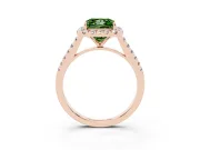 Princess Cut Halo Engagement Ring Setting for a Fancy Green Lab-Grown Diamond | Pave Shoulders | Rose Gold