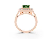 Asscher Cut Halo Engagement Ring Setting for a Fancy Green Lab-Grown Diamond | Polished Halo Rim | Rose Gold
