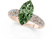 Marquise Multi Row Pave Engagement Ring Setting for a Fancy Green Lab-Grown Diamond | Rose Gold
