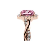 Cushion Cut Twist Halo Engagement Ring Setting for a Fancy Pink Lab-Grown Diamond | Rose Gold