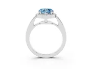 Fancy Blue Heart Cut Diamond Halo Pavé Engagement Ring Set in Silver with Bezel Setting