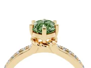 Marquise Channel Set Engagement Ring Setting for a Fancy Green Lab-Grown Diamond | Rope Collar | Yellow Gold