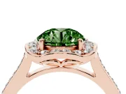 Round Halo Engagement Ring Setting for a Fancy Green Lab-Grown Diamond | Petal Tips | Rose Gold