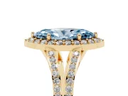 Marquise Split Shank Halo Engagement Ring Setting for a Fancy Blue Lab-Grown Diamond | Yellow Gold