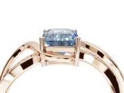 Emerald Cut Bypass Solitaire Engagement Ring Setting for a Fancy Blue Lab-Grown Diamond | Pavé Strands | Rose Gold