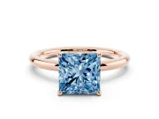 Princess Cut Hidden Halo Ring Setting for a Fancy Blue Lab-Grown Diamond | Rose Gold
