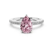 Pear-Shaped Hidden Halo Engagement Ring Setting for a Fancy Pink Lab-Grown Diamond | Platinum