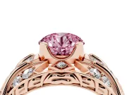 Round Art Deco Graduated Engagement Ring Setting for a Fancy Pink Lab-Grown Diamond | Rose Gold