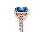 Asscher Cut Hidden Halo Pave Engagement Ring Setting for a Fancy Blue Lab-Grown Diamond | Claw Prongs | Rose Gold