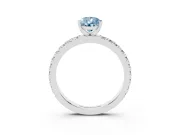 Fancy Blue Pear Cut Diamond Pavé Band Solitaire Set in Platinum with Prong Setting