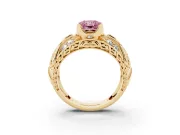 Radiant Cut Art Deco Engagement Ring Setting for a Fancy Pink Lab-Grown Diamond | Yellow Gold