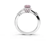 Emerald Cut Tapered Baguette Engagement Ring Setting for a Fancy Pink Lab-Grown Diamond | Sterling Silver