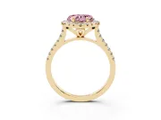 Heart-Shaped Halo Engagement Ring Setting for a Fancy Pink Lab-Grown Diamond | Tapered Band | Yellow Gold