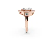 Pear-Shaped Milgrain Sectioned Halo Engagement Ring Setting | Square-Framed Sides | Rose Gold